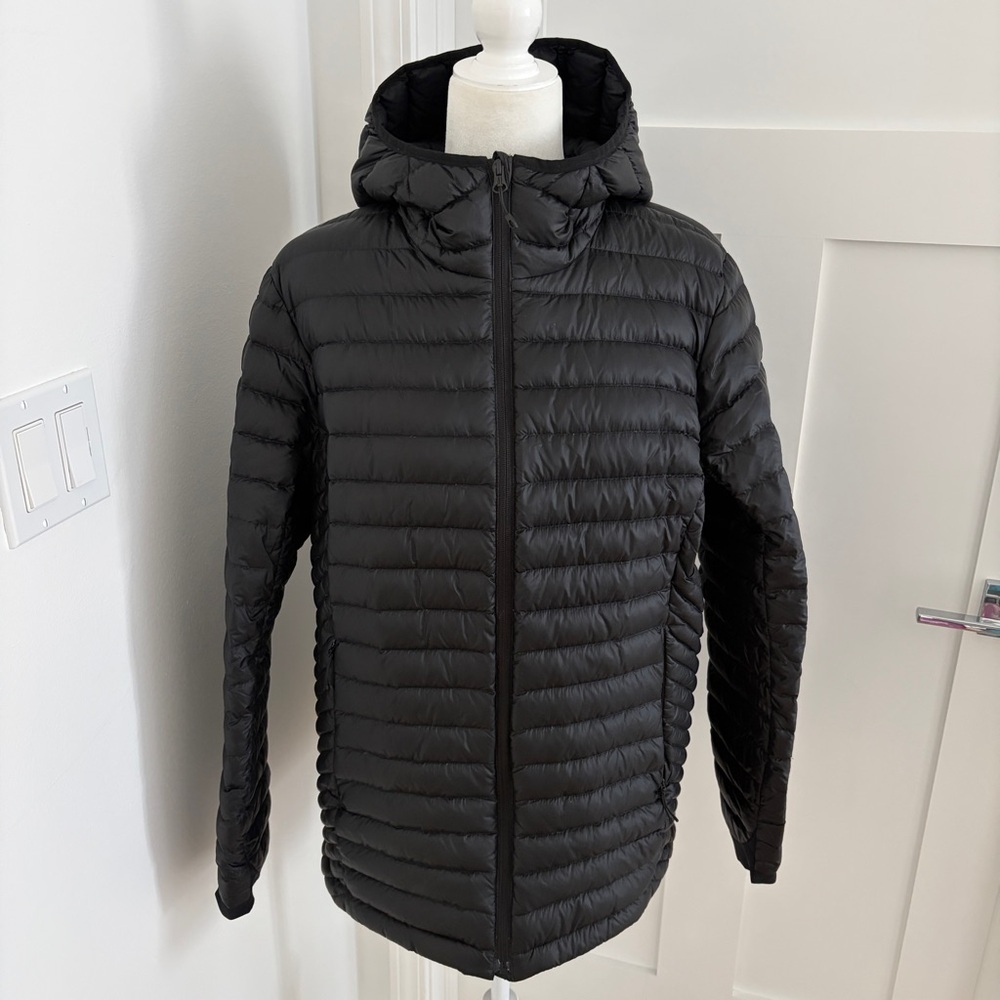 Duluth Trading Co Black Down Puffer Jacket XL Hooded Warm Insulated